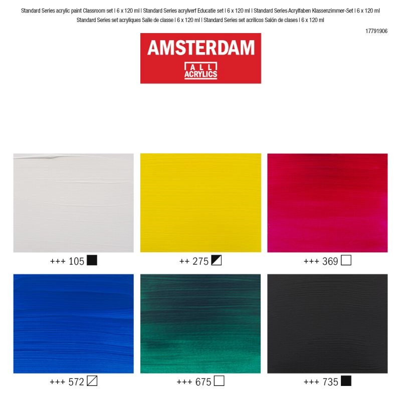 Een Amsterdam acrylverf 6 tubes 120 ml Classroom Set koop je bij Terpen Tijn